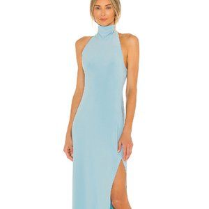 Norma Kamali Halter Turtle Side Slit Gown